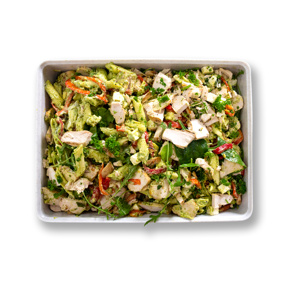 Chicken Pesto Pasta Leafy Salad 948x948
